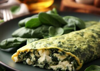 Receita FIT Omelete de Espinafre e Queijo Cottage