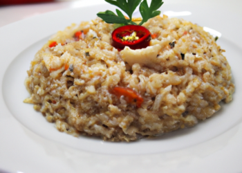 Risoto de Lula e Pimentão Vermelho