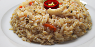 Risoto de Lula e Pimentão Vermelho