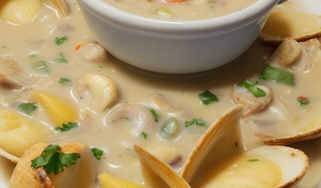 Clam Chowder de Boston: Sopa Cremosa de Mariscos!