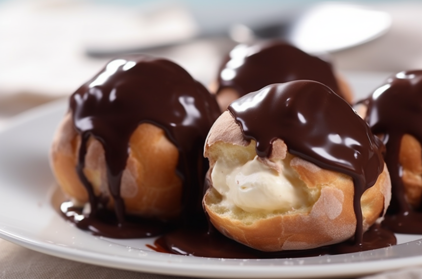 Profiteroles com Calda de Chocolate: Bombinhas Recheadas com Sorvete