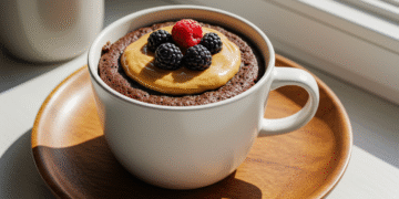 🍰 Bolo Fit de Chocolate com Aveia (sem açúcar, sem lactose e pronto em 3 minutos)